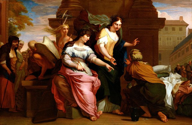 Allegory of the entrance of Men & Women into the Amsterdam Old Folks' Home by Barend Graat