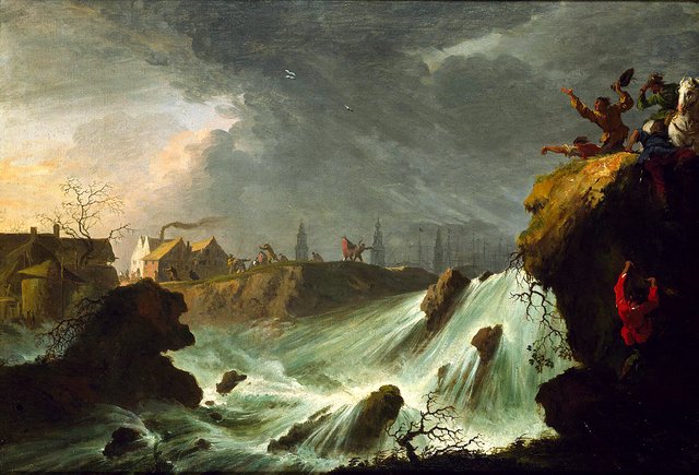 The bursting of the Sint-Anthonis- or Diemerdijk near Houtewael on the 5th of March, 1651 by Willem Schellinks