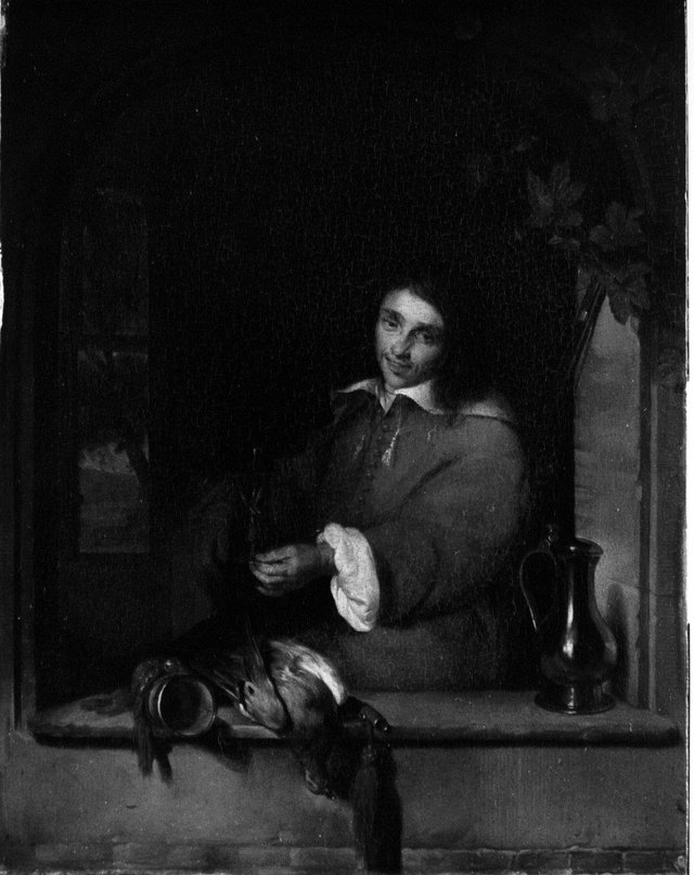Een jager met een glas wijn in de hand (naar Gabriël Metsu) by Charles Van Beveren