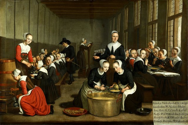 Feeding the orphan girls of the Amsterdam Dutch Reformed community: Feeding the hungry, one of the seven Acts of Mercy by Jan Victors