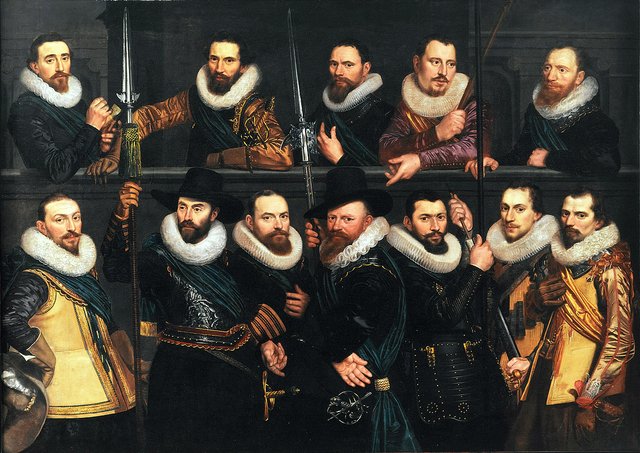 Officers of the Company of Lieutenant Pieter Pietersz Hasselaer by Cornelis van der Voort