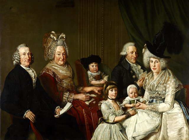 Portrait of  Pieter de Clercq (1731-1807) and his family by Wybrand Hendricks