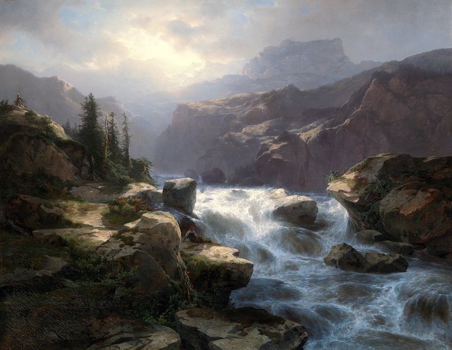 Waterval van de Handeck aan de Grimsel by Alexandre Calame