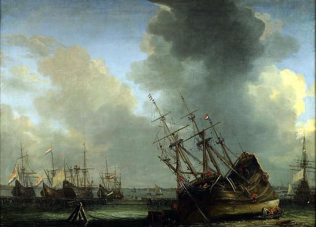 A ship being caulked by Reinier Nooms