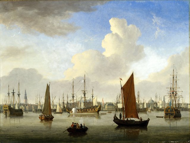 View of the IJ and Amsterdam by Jan ten Compe