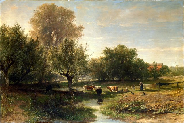 Landschap te Oosterbeek by Johannes Warnardus Bilders