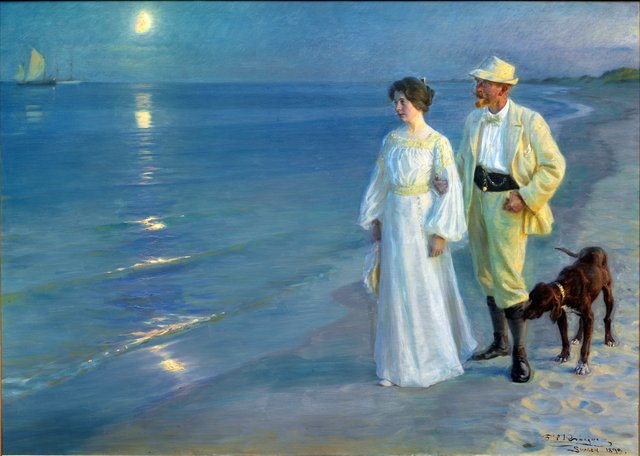 Summer Evening at Skagen Beach – The Artist and his Wife by Peder Severin Krøyer