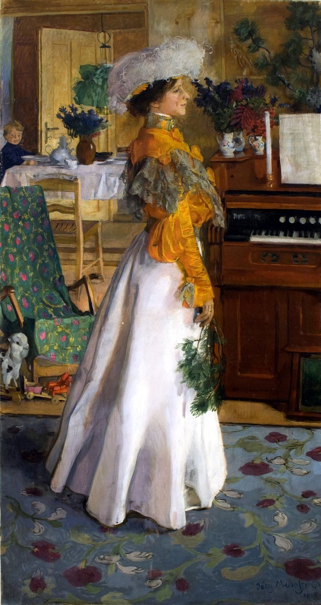 Portret żony (Na letnim mieszkaniu) by Józef Mehoffer