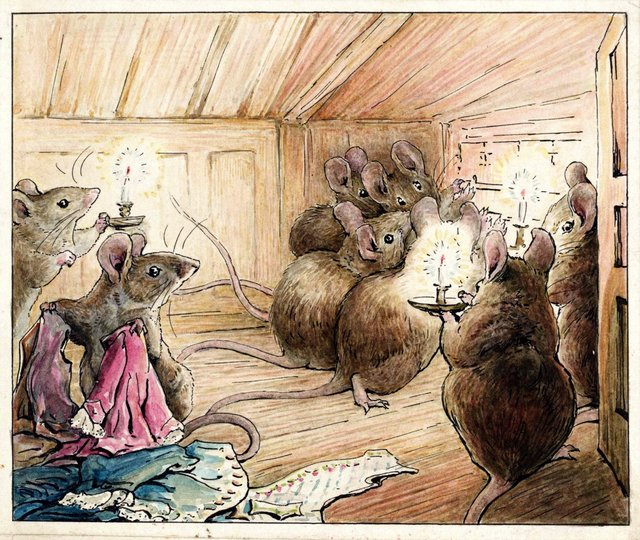 The Mice Hear Simpkin Outside by Beatrix Potter