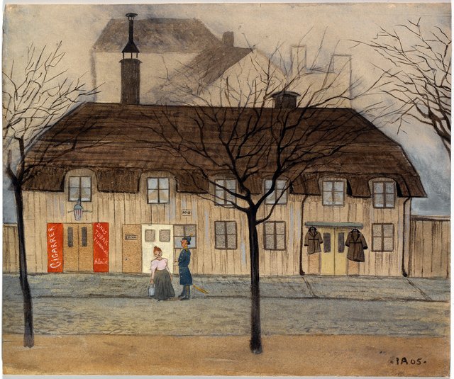 Servant-Girl and Policeman by Ivar Arosenius
