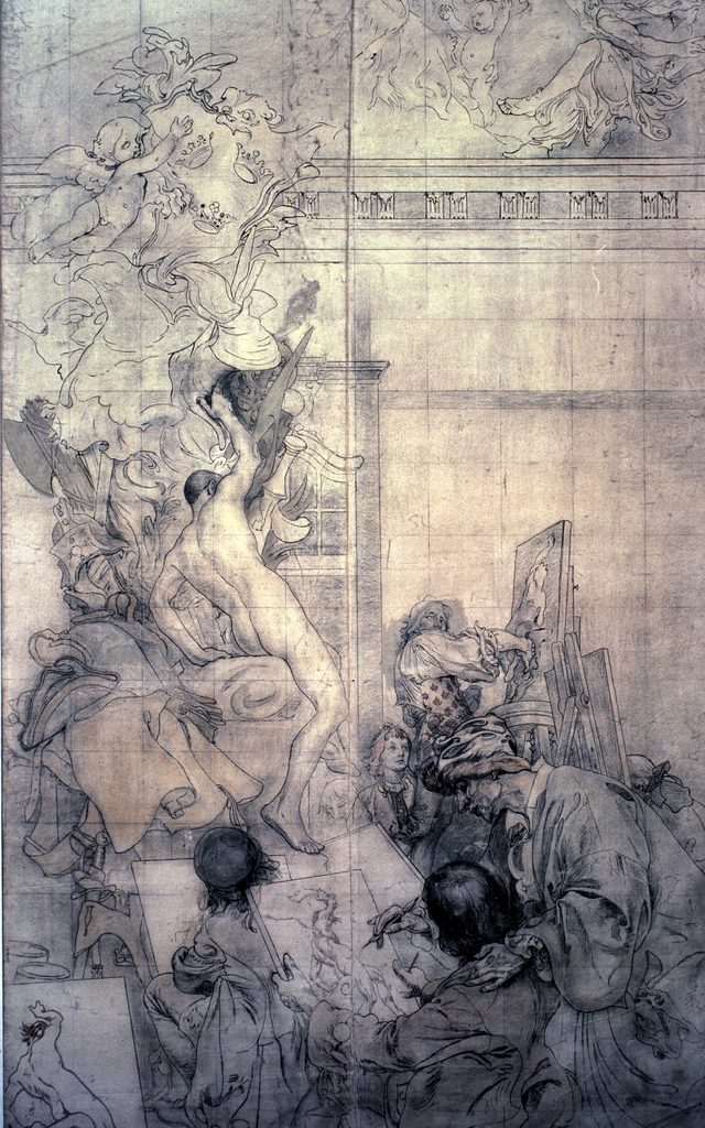 Cartoon for the Fresco in the Lower Hall of the NM. The Art Academy: Taraval's Drawing School by Carl Larsson