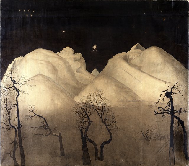 Winter Night in the Mountains. Study by Harald Sohlberg