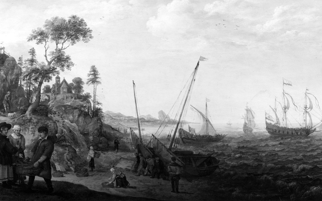 Rocky Coast with Ships and Figures by Adam Willaerts