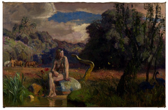 Eva in the Paradise or The Serpent Speaks by Joakim Skovgaard