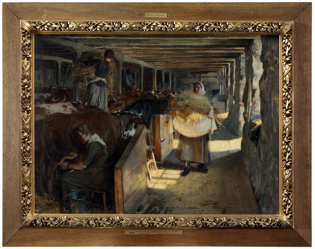 Feeding Time in a Cow-Shed by Oscar Björck