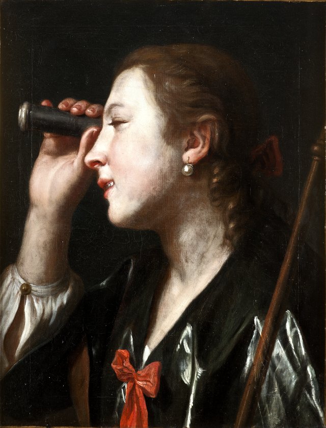 Girl Looking through a Telescope by Pietro Rotari