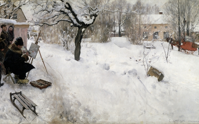 Open-Air Painter. Winter-Motif from Åsögatan 145, Stockholm by Carl Larsson