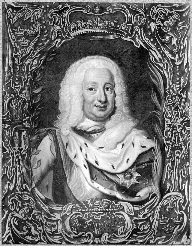Fredrik I (1676-1751), count of Hessen-Kassel, king of Sweden, married to 1. Lovisa Dorotea Sofia of Prussia, 2. Ulrika Eleonora t.Y. of Sweden by Ulrika Pasch