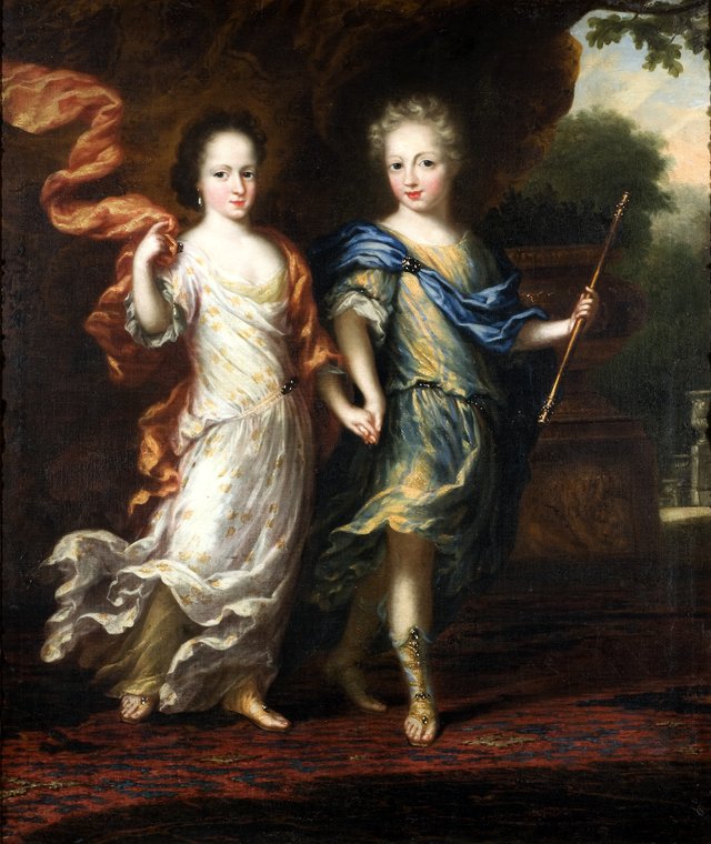 Karl XII, 1682-1718, konung av Sverige, pfalzgreve av Zweibrücken och Hedvig Sofia, 1681-1708, prinsessa av Sverige, hertiginna av Holstein-Gottorp by David Klöcker Ehrenstrahl