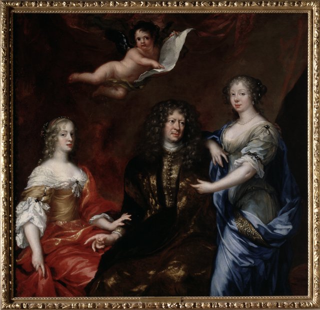 Bengt horn af Åminne (1623-1678) med sina två fruar Margaretha Sparre och Ingeborg Banér 1675 by David Klöcker Ehrenstrahl