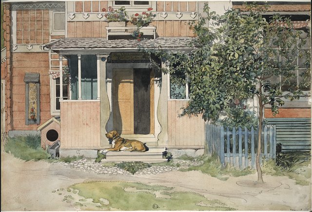 The Veranda. From A Home (26 watercolours) by Carl Larsson