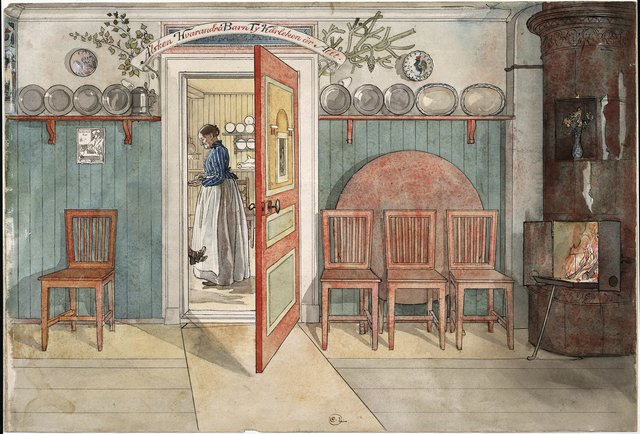Old Anna. From A Home (26 watercolours) by Carl Larsson