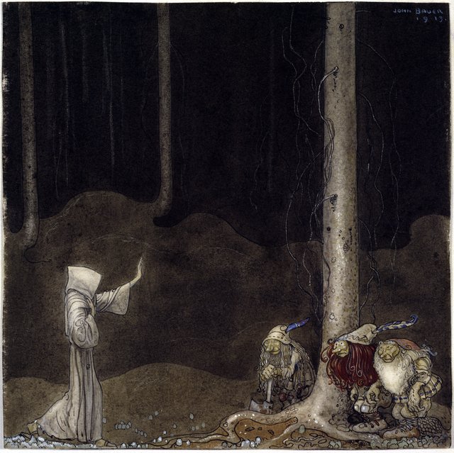 Brother St. Martin and the Three Trolls by John Bauer