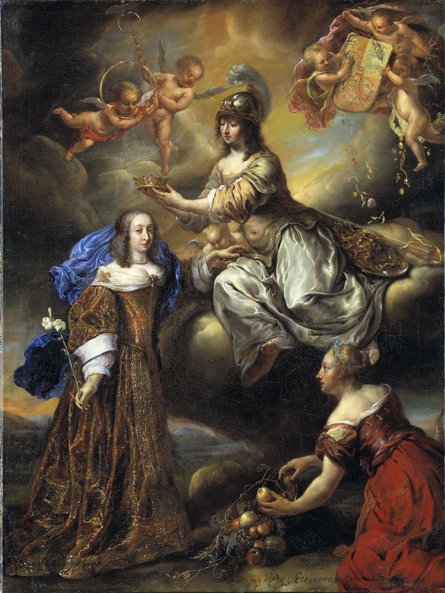 Hedvig Eleonora, Queen of Sweden, crowned by Minerva by Jürgen Ovens