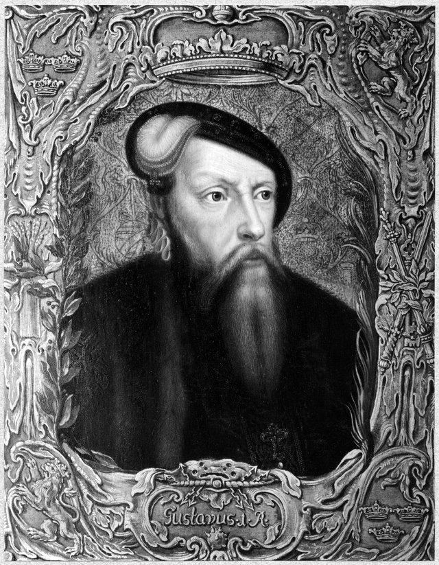Gustav Vasa (1496-1560), king of Sweden, married to 1. Katarina of Saxony-Lauenburg, 2. Margareta Leijonhufvud, 3. Katarina Stenbock by Ulrika Pasch
