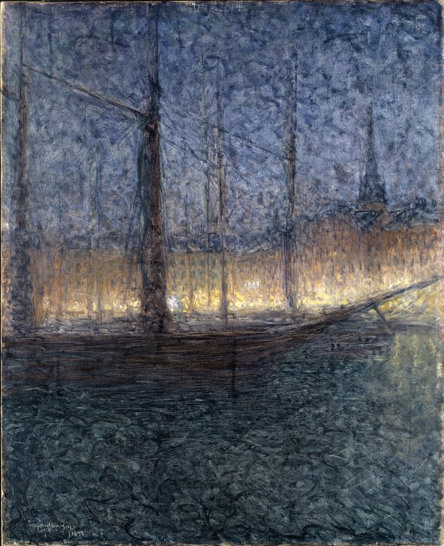 Evening in Kornhamnstorg, Stockholm by Eugène Jansson