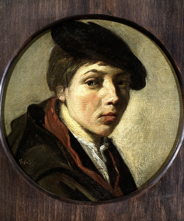 Round portrait of a boy with beret by Judith Leyster