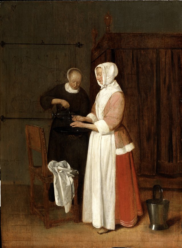 A Woman Washing her Hands by Quirijn van Brekelenkam