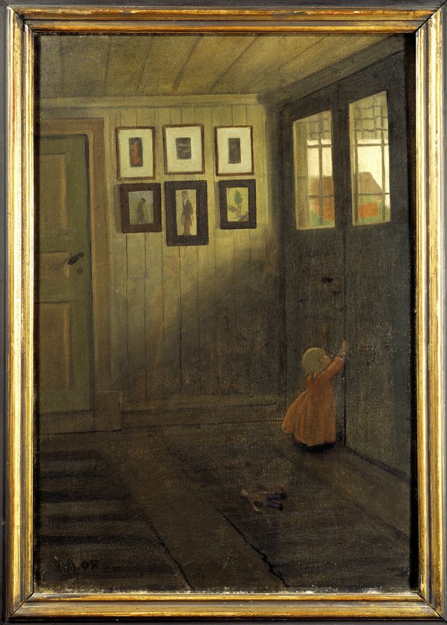 The Girl at the Door. Interior of the Artist's home, Älvängen by Ivar Arosenius