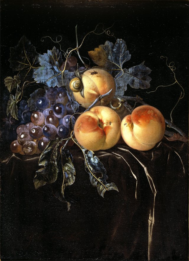 Still Life with Peaches and Grapes by Willem van Aelst