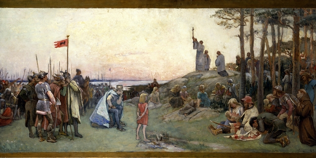 Ansgar Preaching Christianity. Second Proposed Decoration of the Walls in the Upper Hall of the Nationalmuseum by Gustaf Cederström