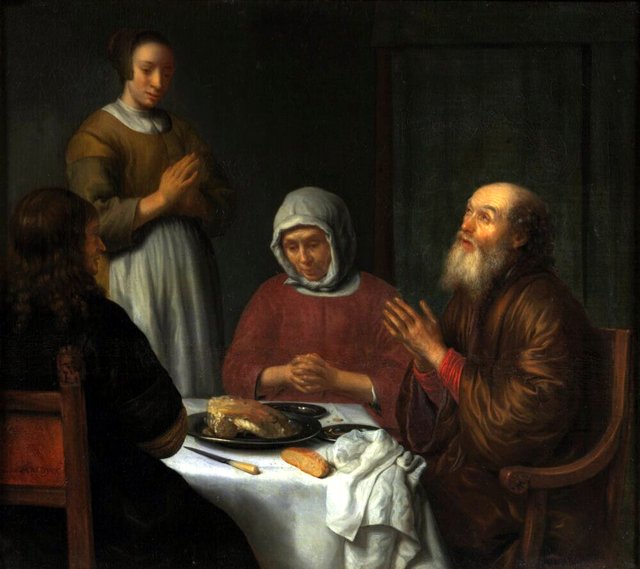 Family Saying Grace by Abraham van Dijck