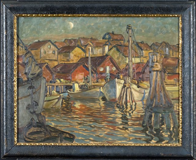 A Fishing Harbour. Study from North Norway by Anna Boberg