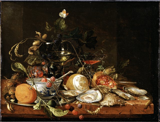 Still Life with Wine, Fruit and Oysters by Jan Davidsz. de Heem