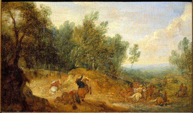 Riders attacked at a Ford by Adam Frans van der Meulen