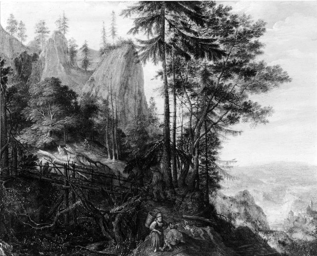 Mountainous Landscape with Figures and a Bridge by Roelant Savery