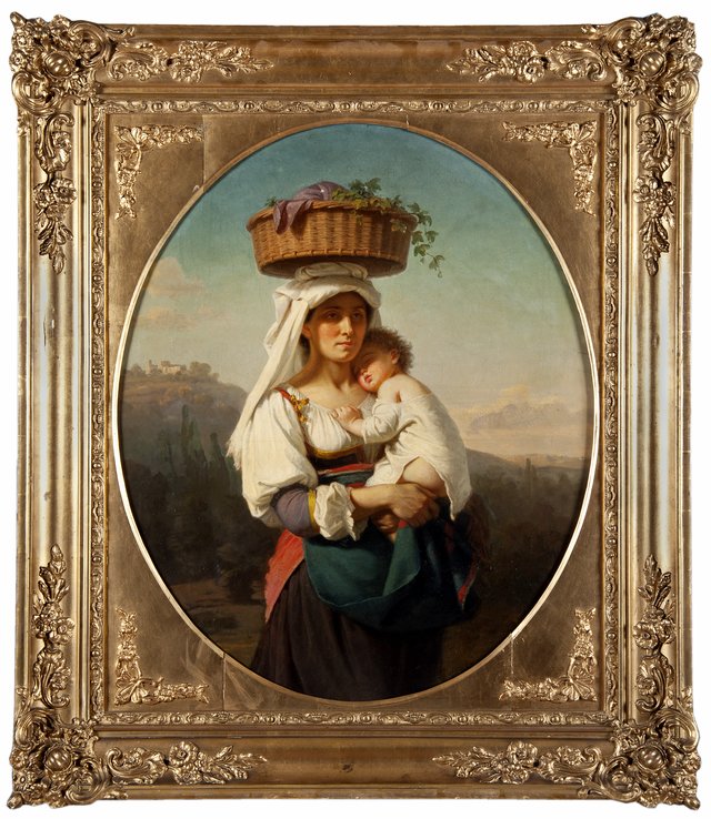 Italian Woman with a Child by Amalia Lindegren