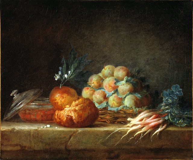 Still Life with Brioche, Fruit and Vegetables by Anne Vallayer-Coster
