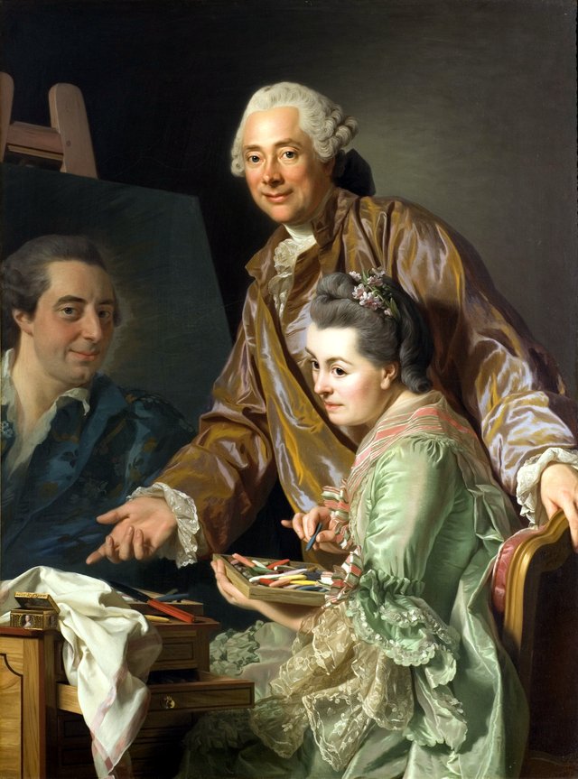 The Artist and his Wife Marie Suzanne Giroust painting the Portrait of Henrik Wilhelm Peill by Alexander Roslin