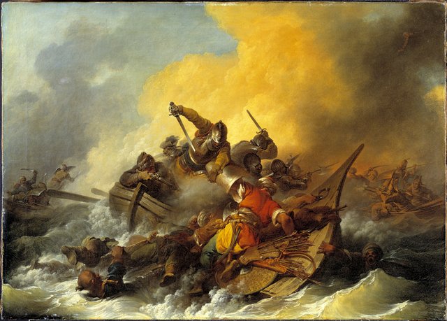 Battle at Sea between Soldiers and Oriental Pirates by Philip James de Loutherbourg