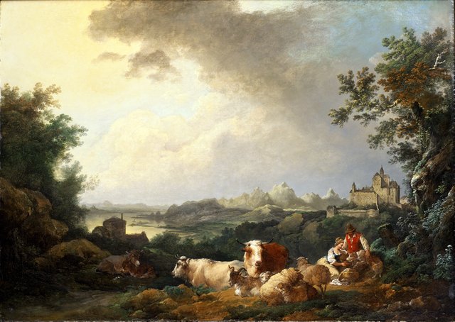 Landscape with Resting Cattle by Philip James de Loutherbourg