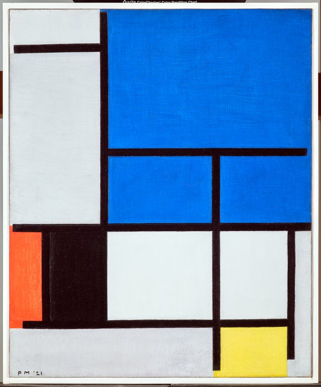 Composition with Large Blue Plane, Red, Black, Yellow, and Gray by Piet Mondrian