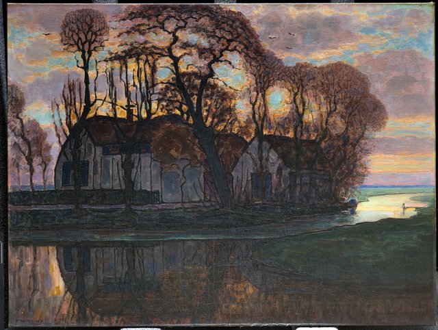 Farm Near Duivendrecht, in the Evening by Piet Mondrian