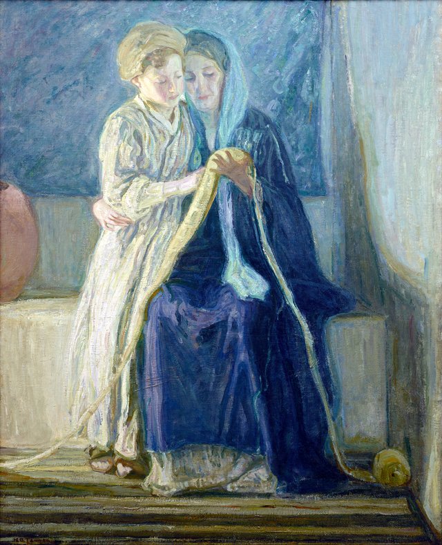 Christ and His Mother Studying the Scriptures by Henry Ossawa Tanner