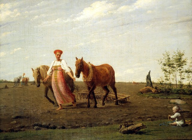 In the Ploughed Field: Spring by Alexey Venetsianov
