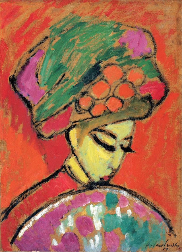Young Girl with a flowered hat by Alexej von Jawlensky